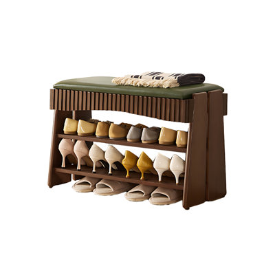 Solid Wood Flip-Top Multi-Layer Shoe Storage Bench