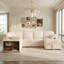 117" Corduroy U-Shaped Sleeper Sectional with Storage Chaise & Side Bookshelf, Beige-121243985