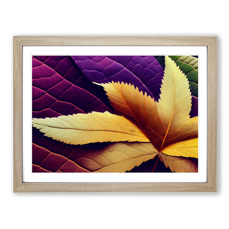 Legendary Autumn Leaf - Single Picture Frame Print, 25cm H x 34cm W x 2cm D, Oak Framed