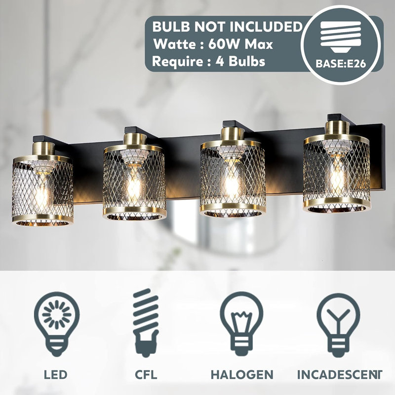 Éclairage pour meuble-lavabo à intensité variable 4 lumières Overholt, Bronze