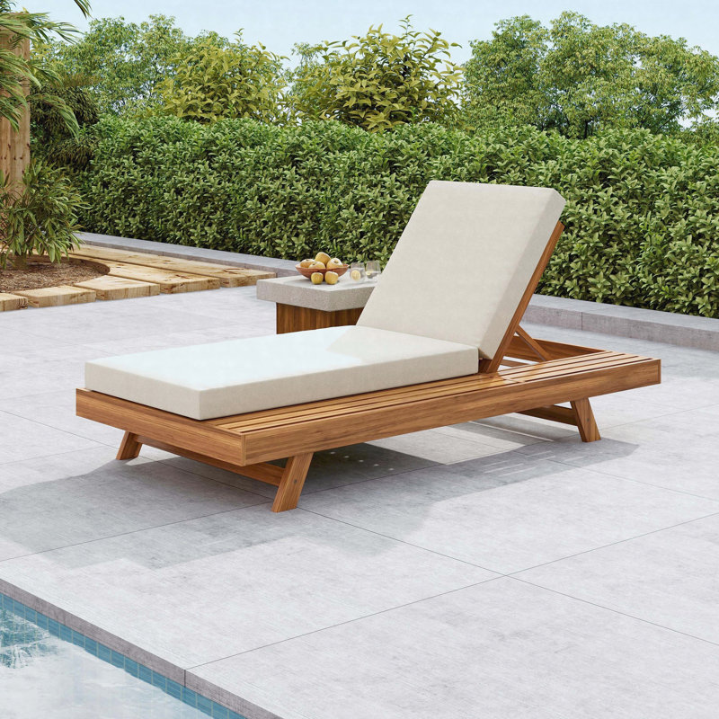 Ensemble de méridienne en bois d'acacia 4 pouces réglable Coussin résistant à l'eau 4 positions