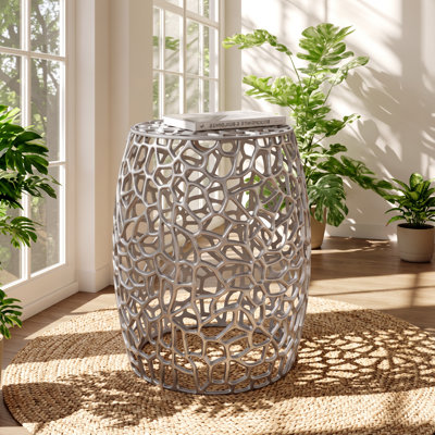 Table d'appoint cylindrique en aluminium à motif abstrait en maille Christopher Knight Home, 38 cm L x 38 cm P x 52 cm H