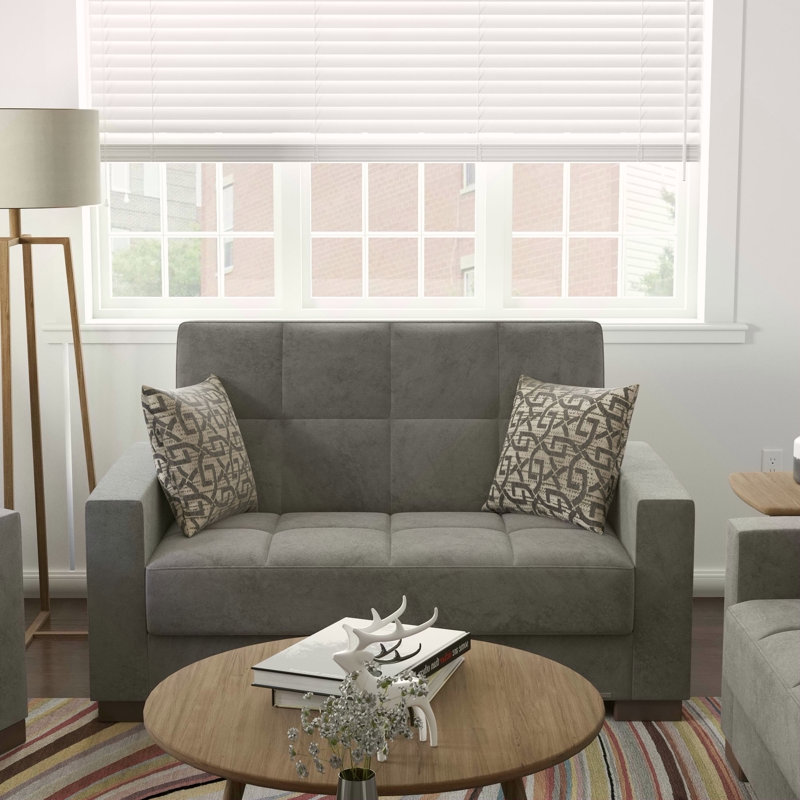Causeuse convertible avec rangement en microfibre pour petits espaces Primenest Collection Zenaero, Tissu gris