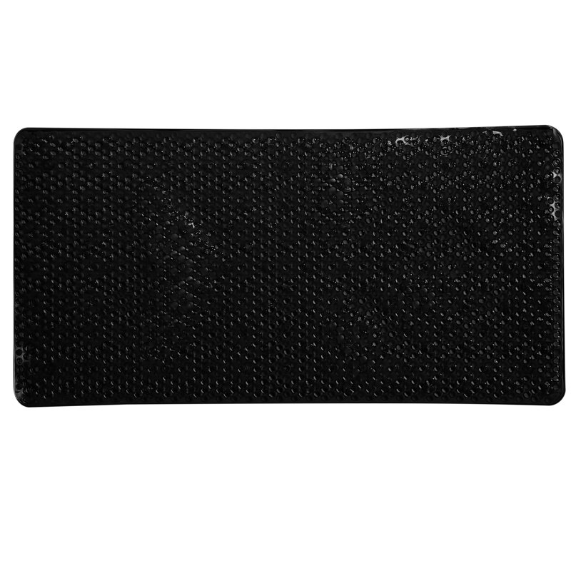  Extra Long Aqua Gel Rectangular Bath Mat in Black, Black