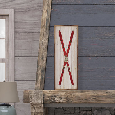 Crossed Red Skis Whitewash