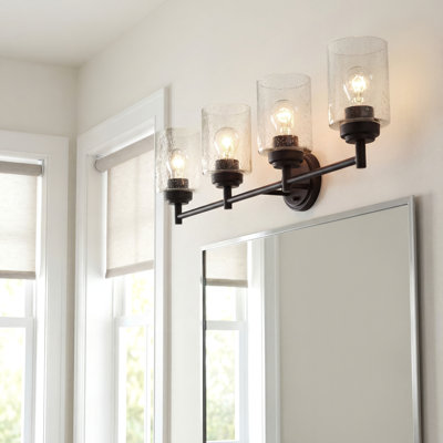 Winslow 4-Light Olde Bronze Vanity Light with Clear Seeded Glass Shades