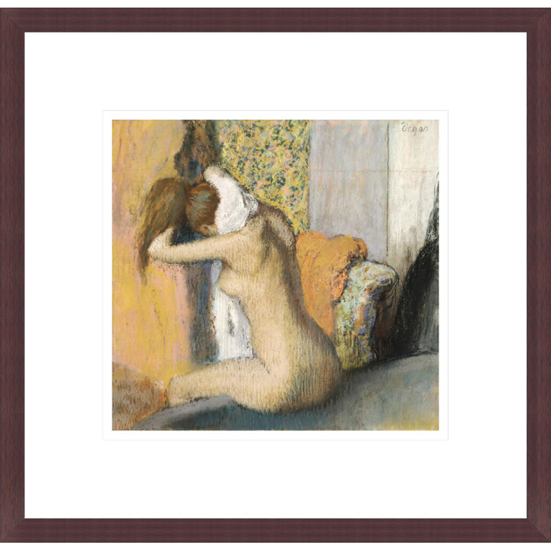 «After the Bath Woman Drying Her Neck» par Edgar Degas, impression giclée encadrée, H 13,75 po x l 14,16 po