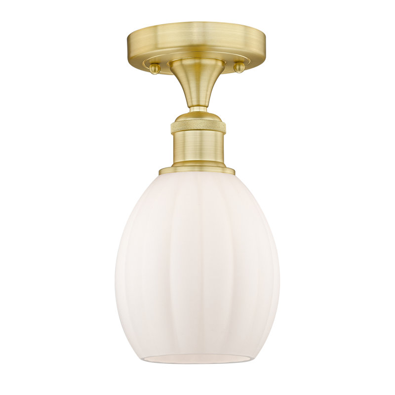 Plafonnier semi-encastré en verre Berl, Or satiné, Blanc mat