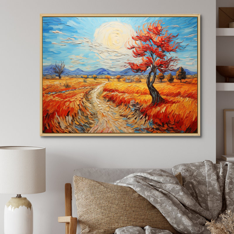 Vangogh Autumn Path III, encadré sur toile par Vincent Van Gogh, peinture, H 12 po x l 20 po x P 1 po, Cadre naturel flottant