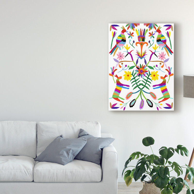 « modern otomis i », peinture sur toile tendue, H 32 po x l 24 po x P 2 po