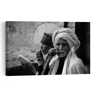 Old Man'S Solemn Gaze Traditional Abstract Portrait Wall Art Print by Franco Fratini - Print