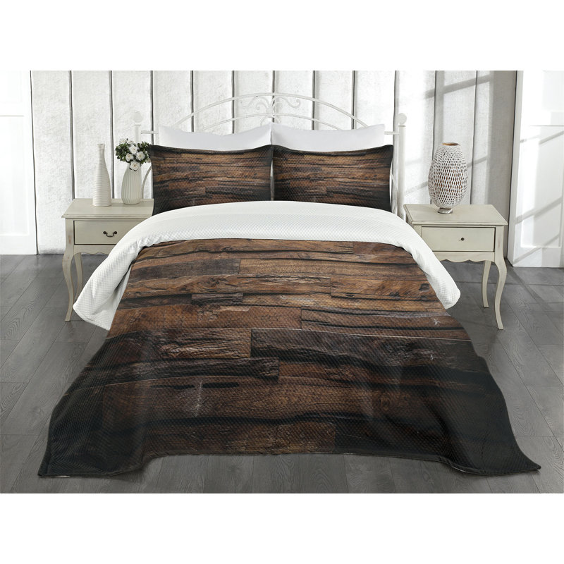 Queen Brown Dark Brown Quilted Bedspread Set with Shams