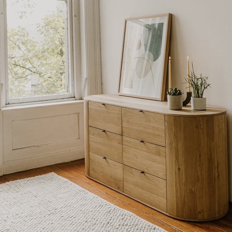 Millie 6 - Drawer Solid Wood Dresser, Natural