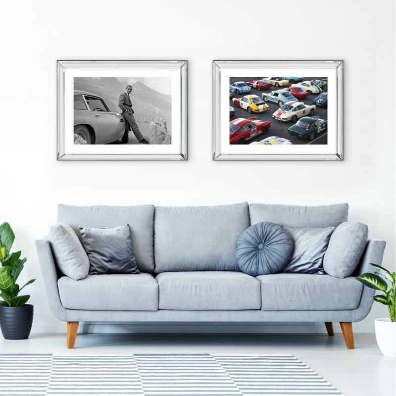 Porsche Rally - Print on Wood, Silver, 66cm H x 86cm W x 5cm D