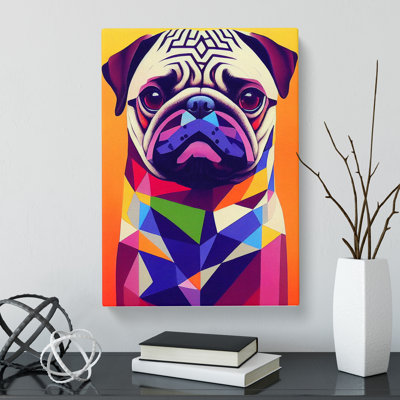 Timothee Pug Dog Painting Geometric Vol.2 - Wrapped Canvas Print