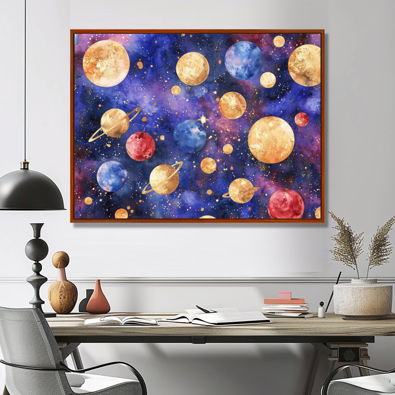 Décoration murale Radiant Cascade Of Comets I - Space, Brun, Impression dans un cadre flottant sans passe-parto