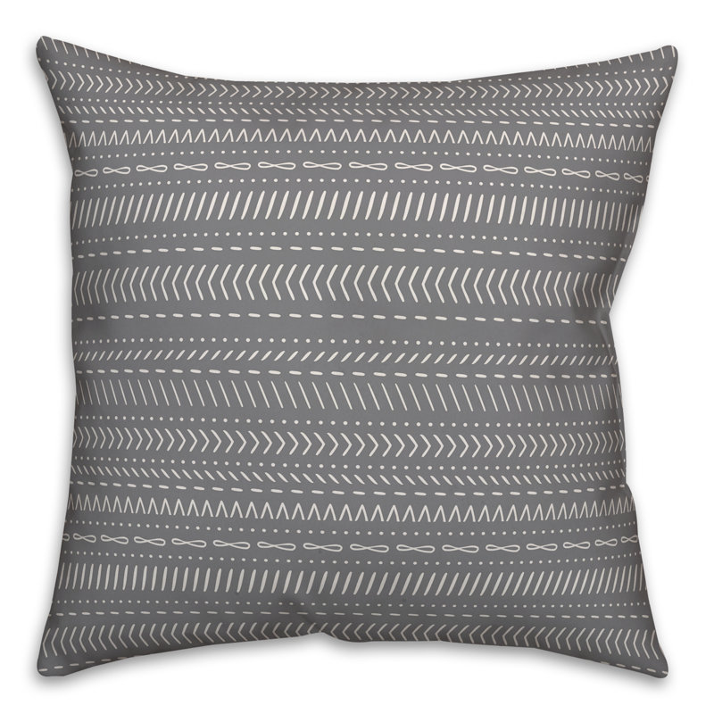 Chevron Throw Pillow, 18" x 18", Gray Geometric 2