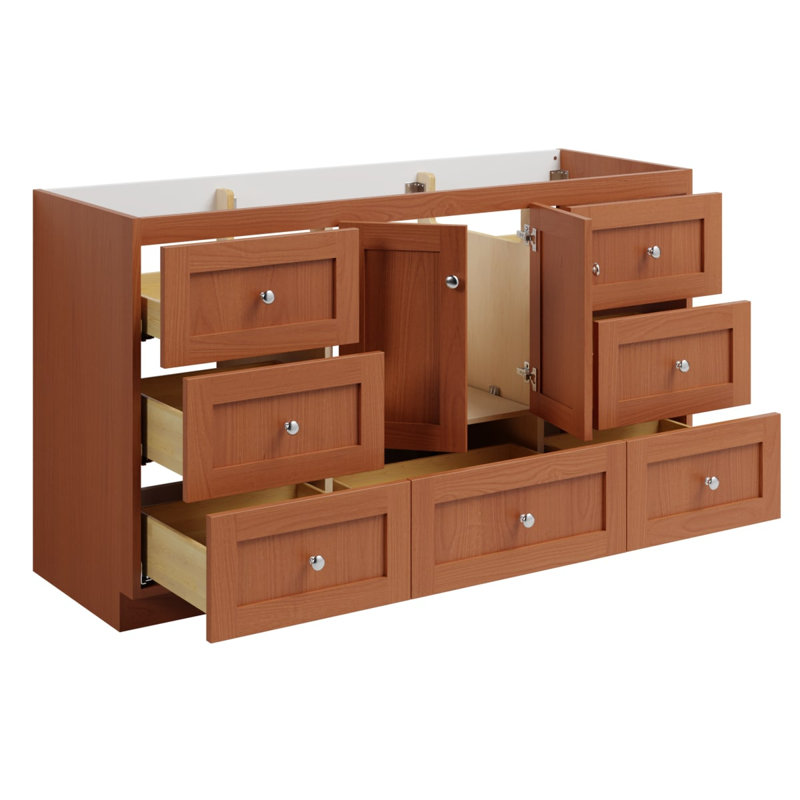 Armoire de salle de bain Shaker l 60 po x P 21 po x H 34,5 po sans plateau en aulne moyen, Aulne moyen