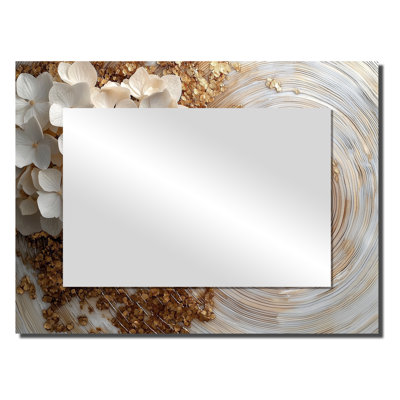 Cristal d'hortensias en cristal sur glissière en bois I - Art mural miroir floral - imprimé sur métal
