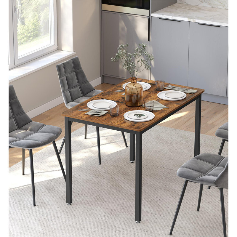 Adrey Metal Base Dining Table, Rustic Brown