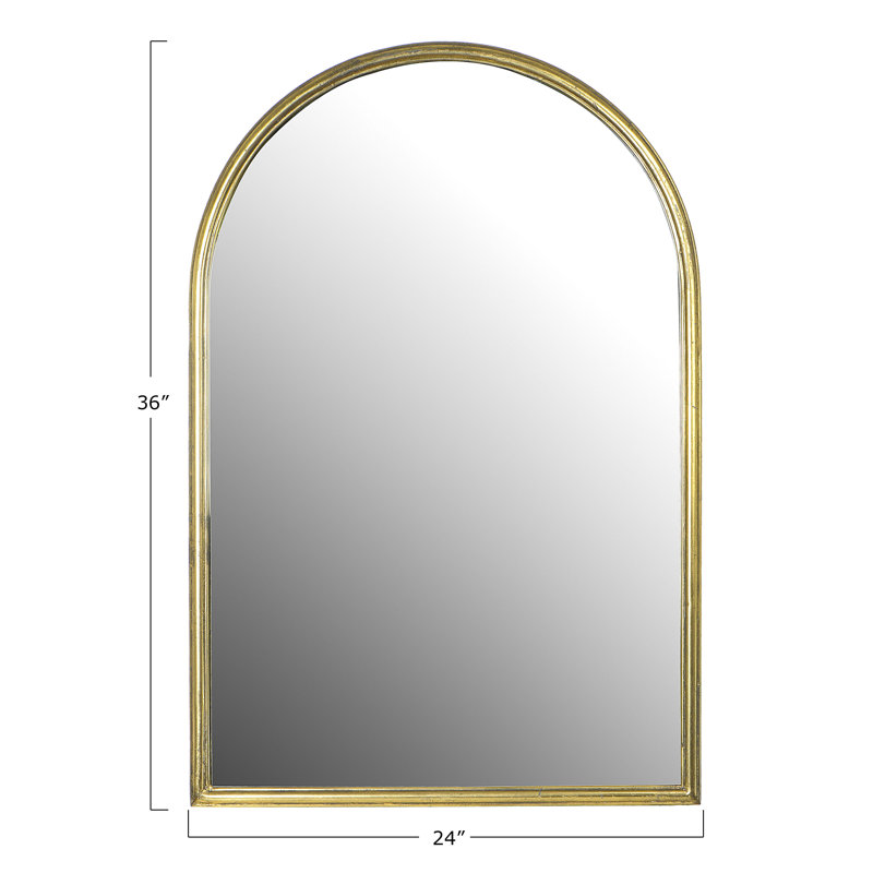Arched Gold Metal Framed Wall Mirror, 24" x 36"