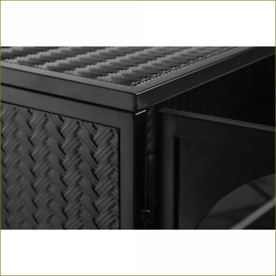Armoire murale en fer noir moderne de 27,56 po Verre trempé 2 portes avec rangement à 3 niveaux Motif tissé | Peu encombrant | Durable