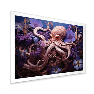 Mauve oasis de pieuvre II - art mural animaux côtiers