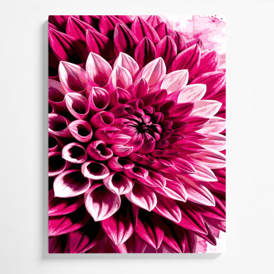 «Watercolor Botanical 8», art mural sur toile rose
