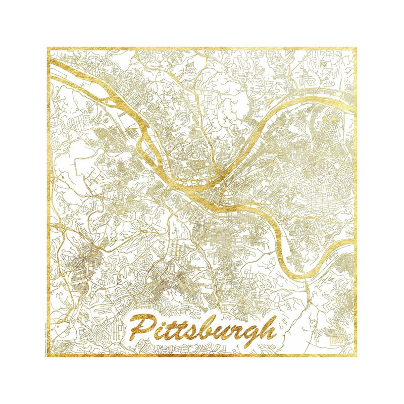 Bangkok Minimal Urban Blueprint Map 1 Piece Wrapped Canvas Wall Art, 45.72 cm H x 45.72 cm W x 3.175 cm D