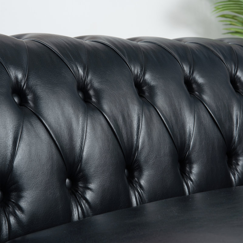 81,69 po pour 3, coussins moelleux, housse en cuir synthétique, structure interne avec pieds, accoudoir carré à 3 places, large, cuir, siège amovible confortable, fabrication