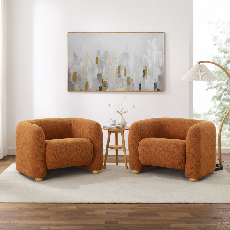 Xanum 40.25" Modern Upholstered Accent Chair, Solid Color Fabric, Minimalist Design for Living Room, Bedroom, or Office