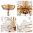 Rosa Modern 6-Light 17.7" Glam Clear  Glass Flower Crystal Chandelier - Glossy Brass