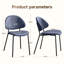 Ensemble de 4 chaises rembourrées en cuir de polyuréthane de style Mid-Century avec dossier incurvé pour la cuisine de la salle à manger (bleu)