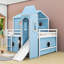 Lit mezzanine avec toboggan, tente et tour, conception inspirée du château-127553859-127553857