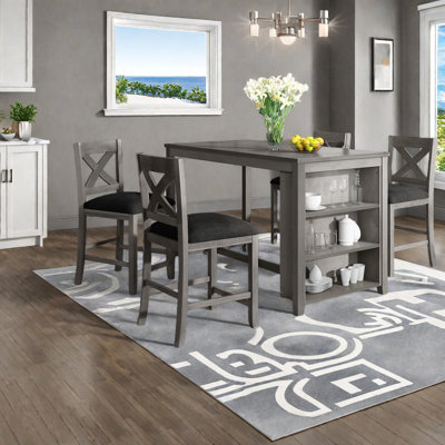 Ensemble de table de salle à manger rustique en bois avec rangement pour petites cuisines