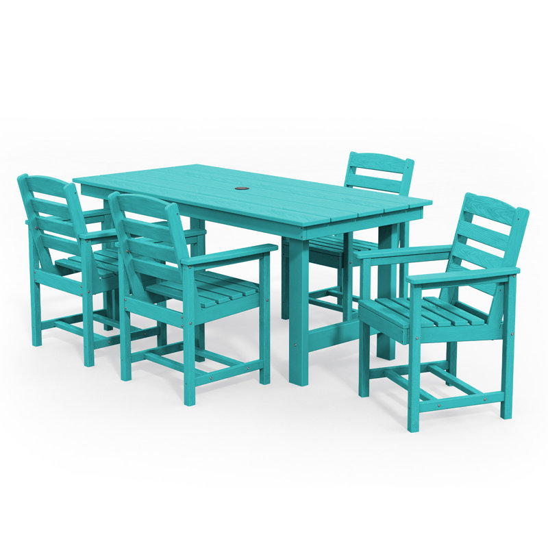 Reata HDPE Outdoor Dining Chair , Aqua Blue
