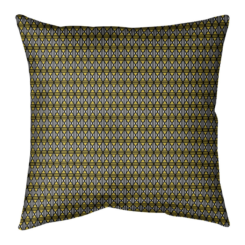 Oreiller Katelyn Elizabeth, 14 po x 14 po, Pas de bourre, Noir/jaune