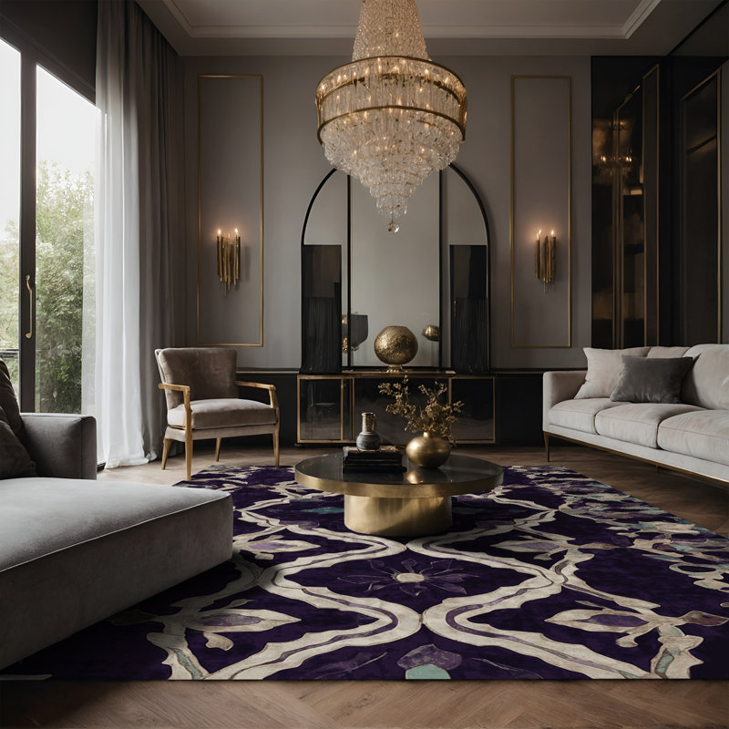 Tapis mauve soyeux et moelleux, Rectangle 2 pi x 3 pi