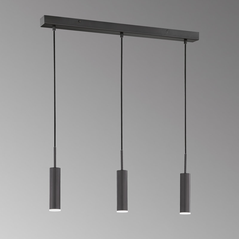 3 - Light Black LED Kitchen Island Pendant, Black