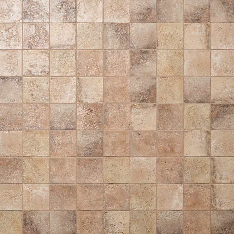 Navari 5x5 Textured Matte Ceramic Tile, Terra Cream