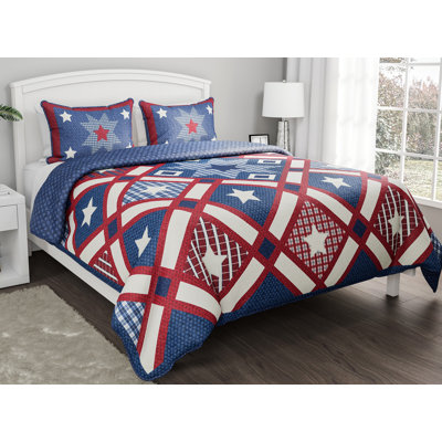 Ensemble de courtepointe réversible Americana en microfibre hypoallergénique Homestead Patriotic Americana