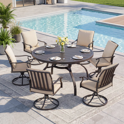 Patio Dining Set Umbrella Hole Included Table,