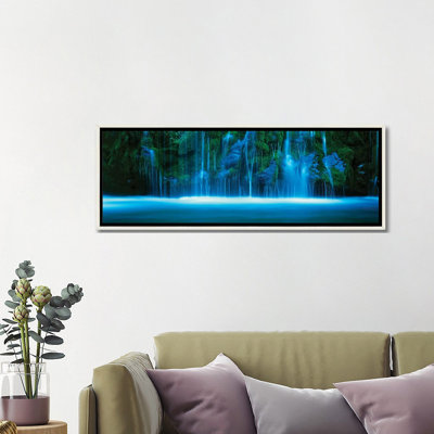 Waterfall On A Cliff, Mossbrae Falls, Sacramento River, Shasta Cascade, Dunsmuir, CA, USA - Framed Wall Art Print