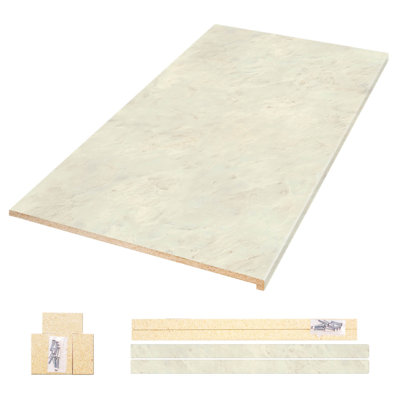 Ensemble de comptoir en quartzite 72 po / 6 pi avec bordure Ora