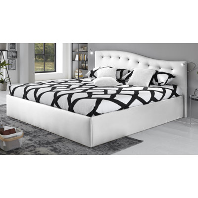 Dianna Upholstered Faux Leather Lift Up Storage Ottoman Bed with Mattress