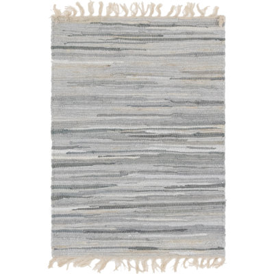 Tapis gris en coton noué à la main Prather
