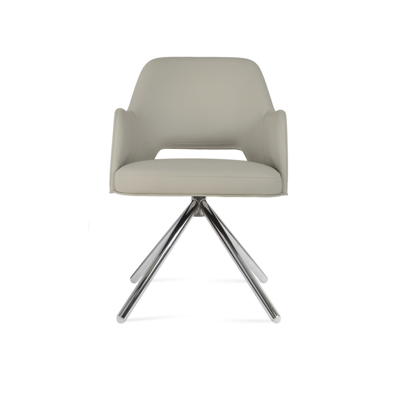 Marash Stick Swivel Arm Chair, Chrome, Light Gray