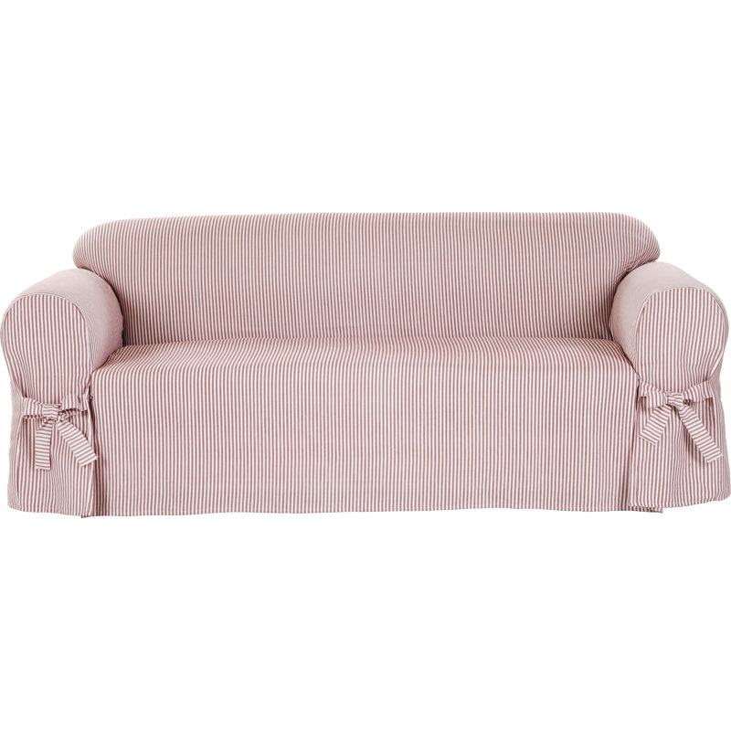 Housse pour causeuse à coussins carrés/rectangulaires rayée, rouge