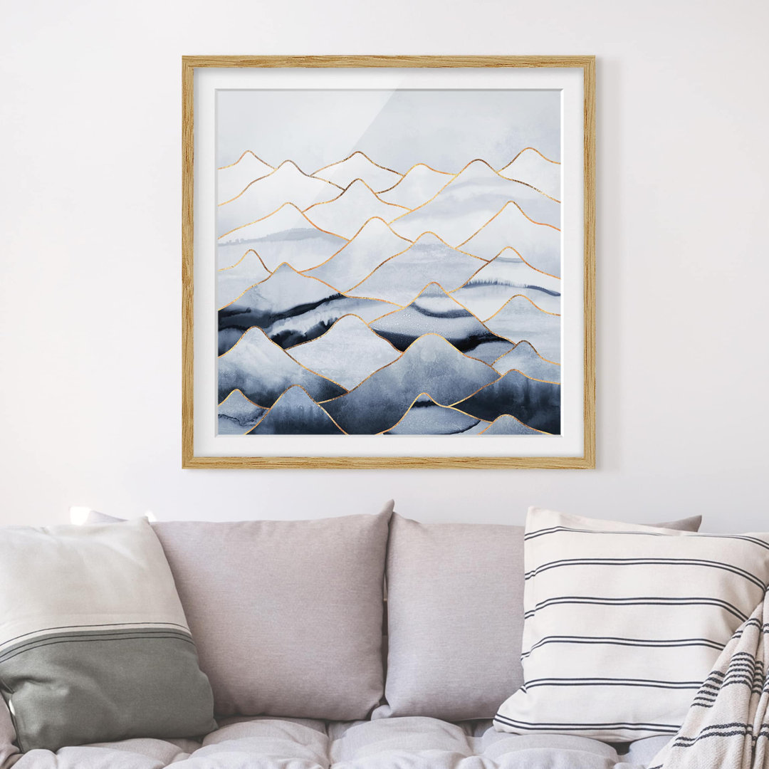 Gerahmtes Poster Mountains White Gold