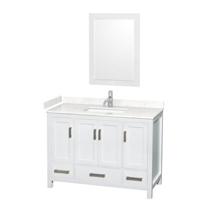 Sheffield 48" Freestanding Single Bathroom Vanity with Cultured Marble Top with 24" Mirror